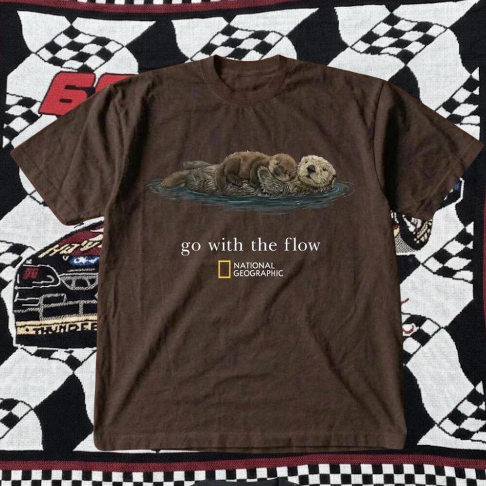 National Geographic Go With The Flow Sea Otters Nature Brown Graphic T-Shirt